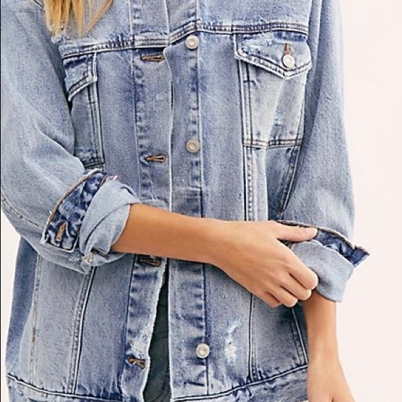 free people ramona denim trucker jacket